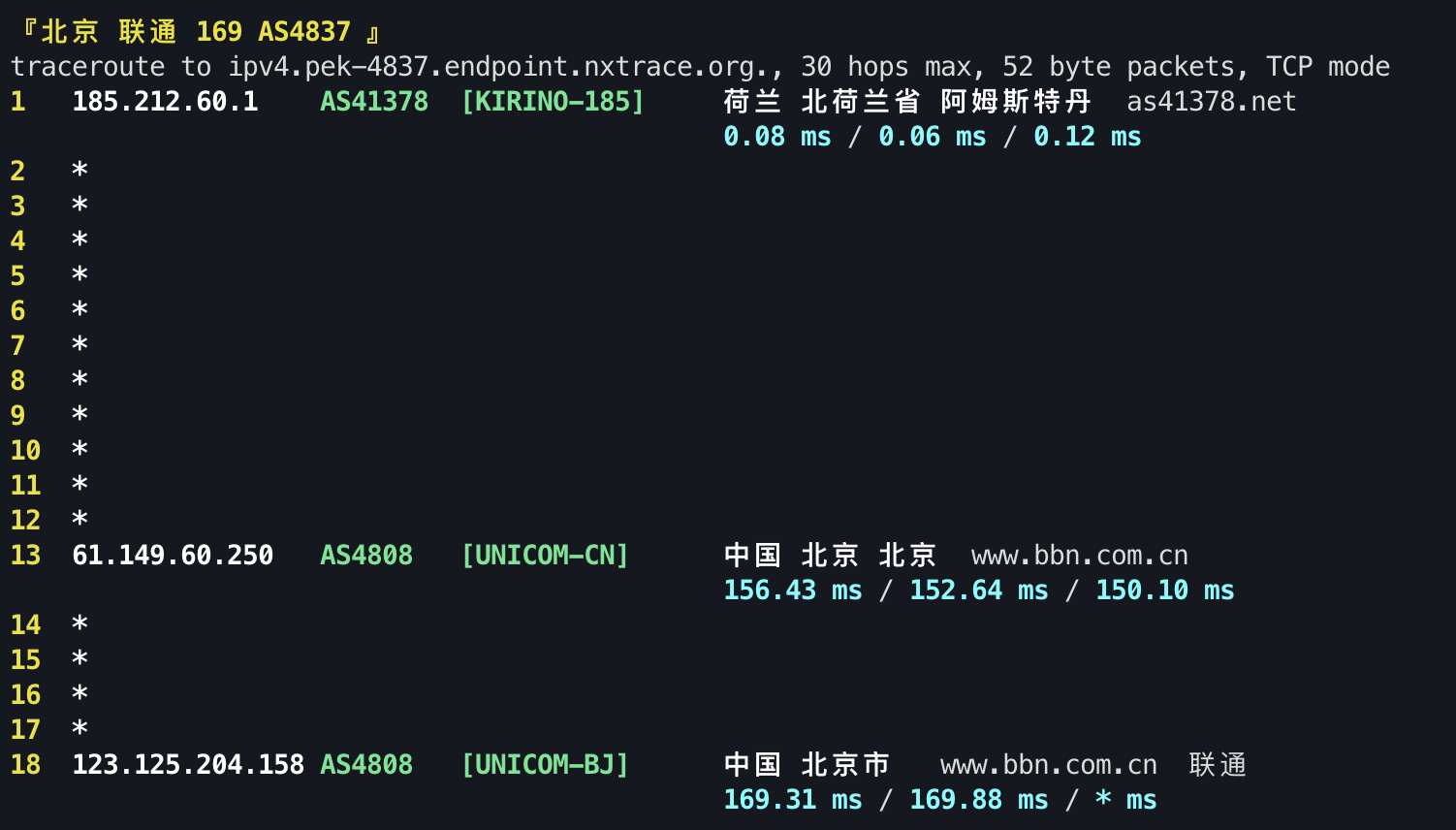 IPv4 回程 TCP 2
